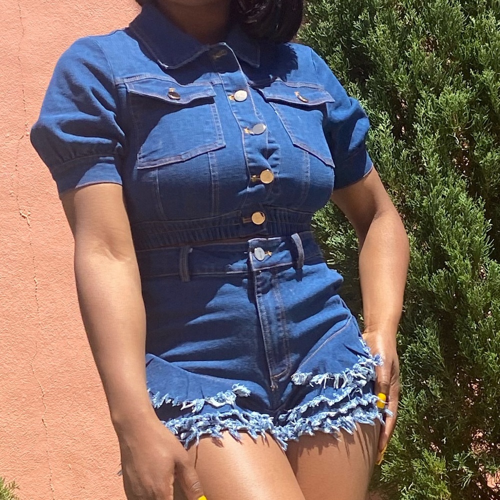 Denim 2 piece short set